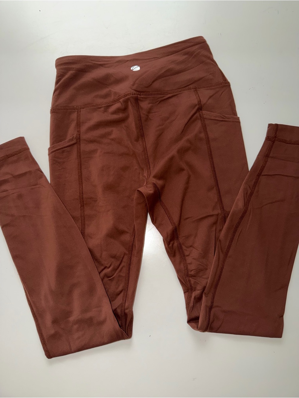 KanCan Rust Brown High-Waist Leggings with Side Pockets